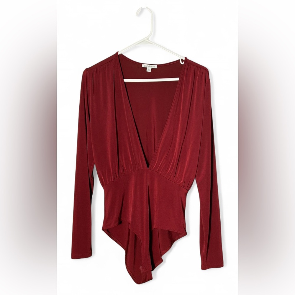 5/$25 Charlotte Russe Burgundy V-Neck Bodysuit